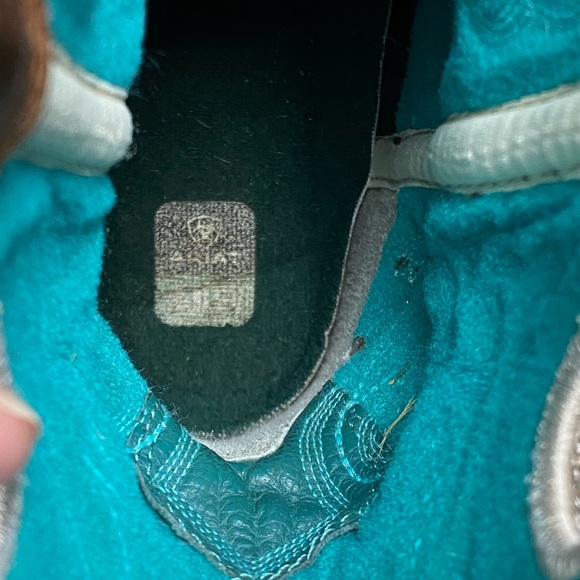 Ariat Crossfire Unisex  4 Teal Blue / brown cowboy boots - Picture 6 of 10